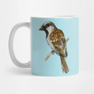 House sparrow colored ink drawing Mug